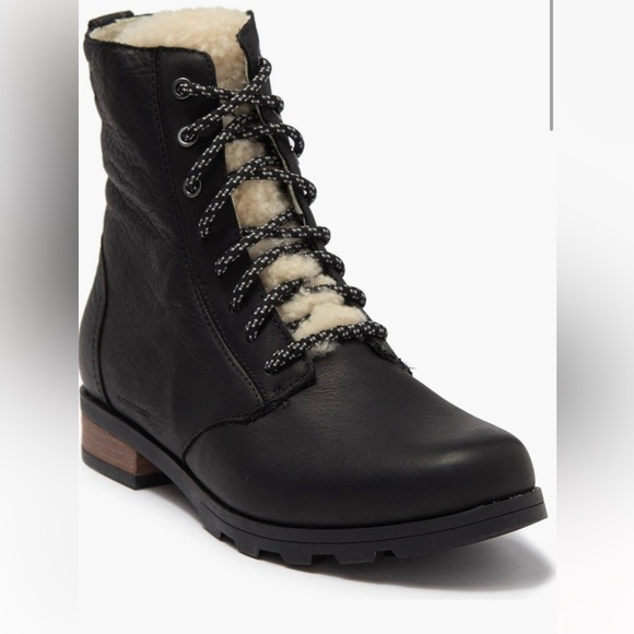 Sorel Shoes - NEW SOREL Emilie Short Lace Cozy Sherpa Waterproof Moto Combat Boots